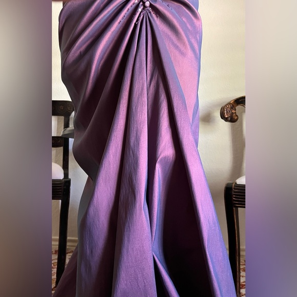 NWT Tadashi Shoji Ruched Beaded Purple Long Maxi Formal MOB Dress ~ Sz 12 - Picture 14 of 16